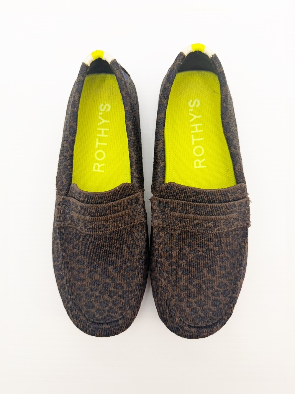ROTHY’S The Driver Chocolate Spot Leopard Loafers Size 7